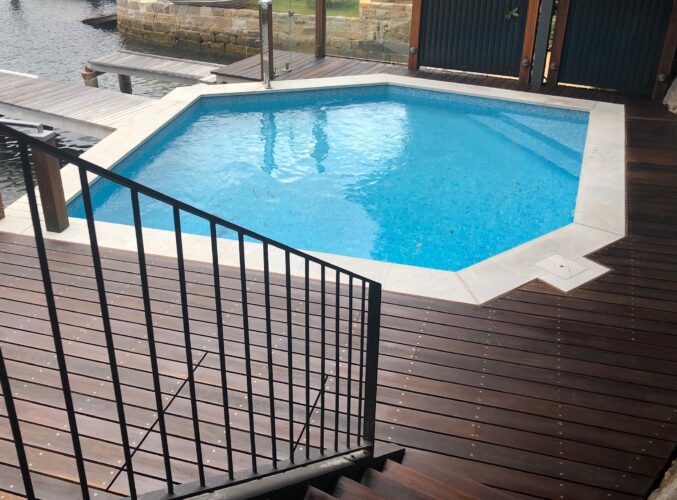 Timber deck for Outdoor pool area Sydney waterside pool