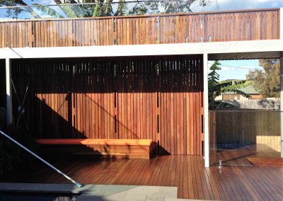 Outdoor pool area complex timber construction