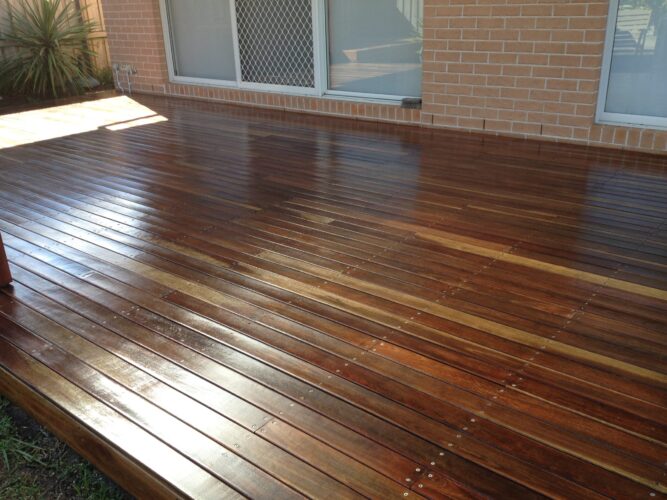 Outdoor entertaining area timber deck natural stain
