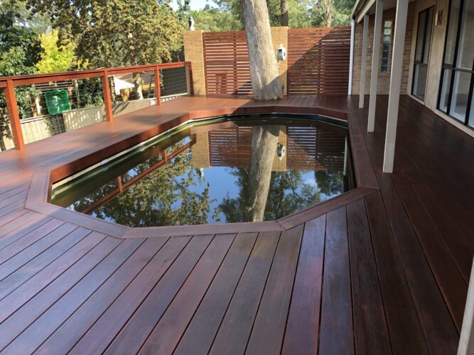 Timber pool surround restoration. After